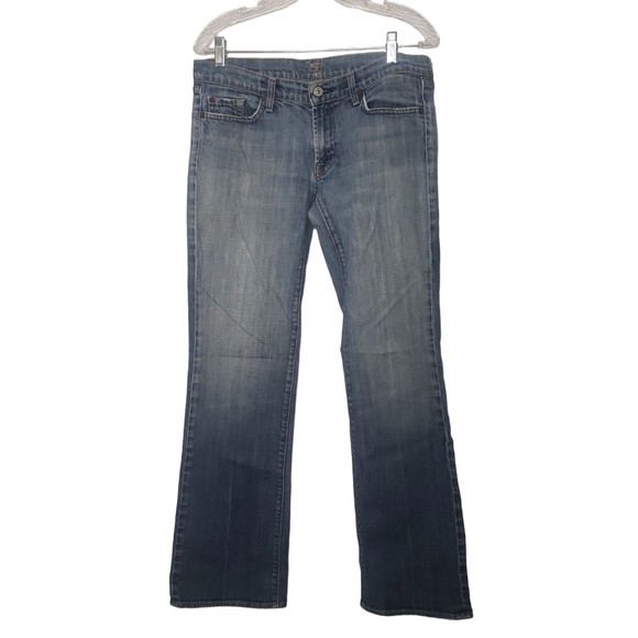 7 FOR ALL MANKIND Distressed Pink Rhinestone Pocket Jeans Size 31 - Picture 9 of 9